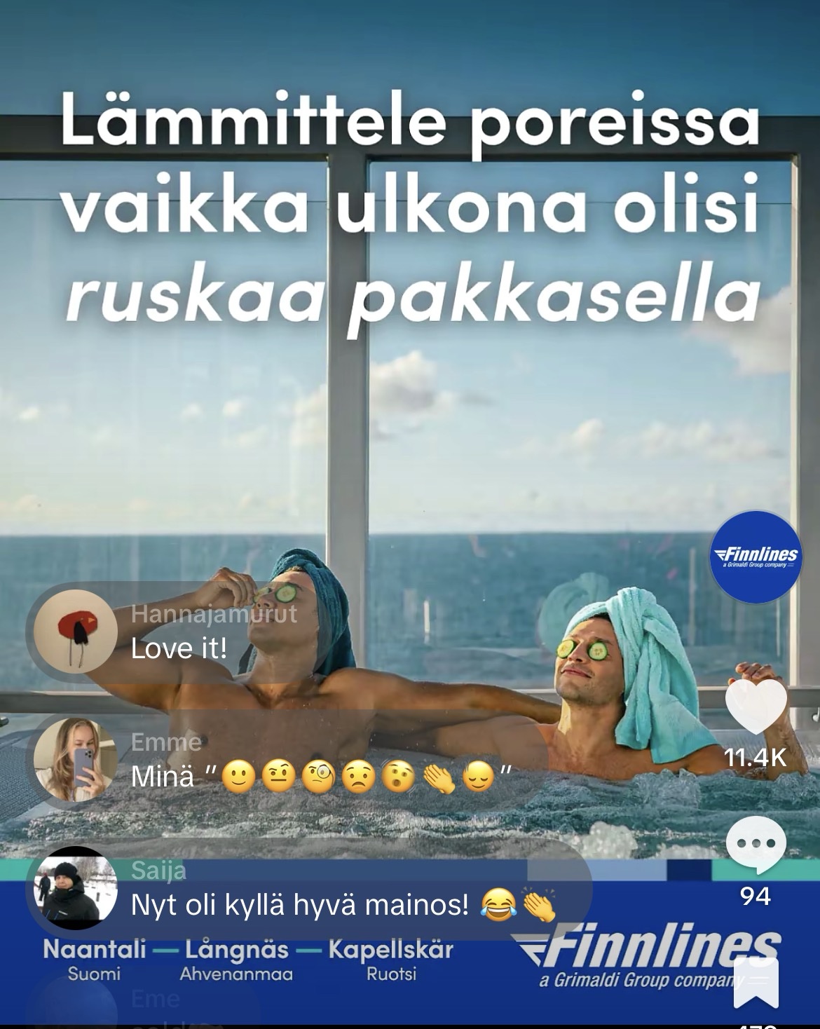 Finnlines TikTok - lämmittele poreissa vaikka ulkona olisi ruskaa pakkasella