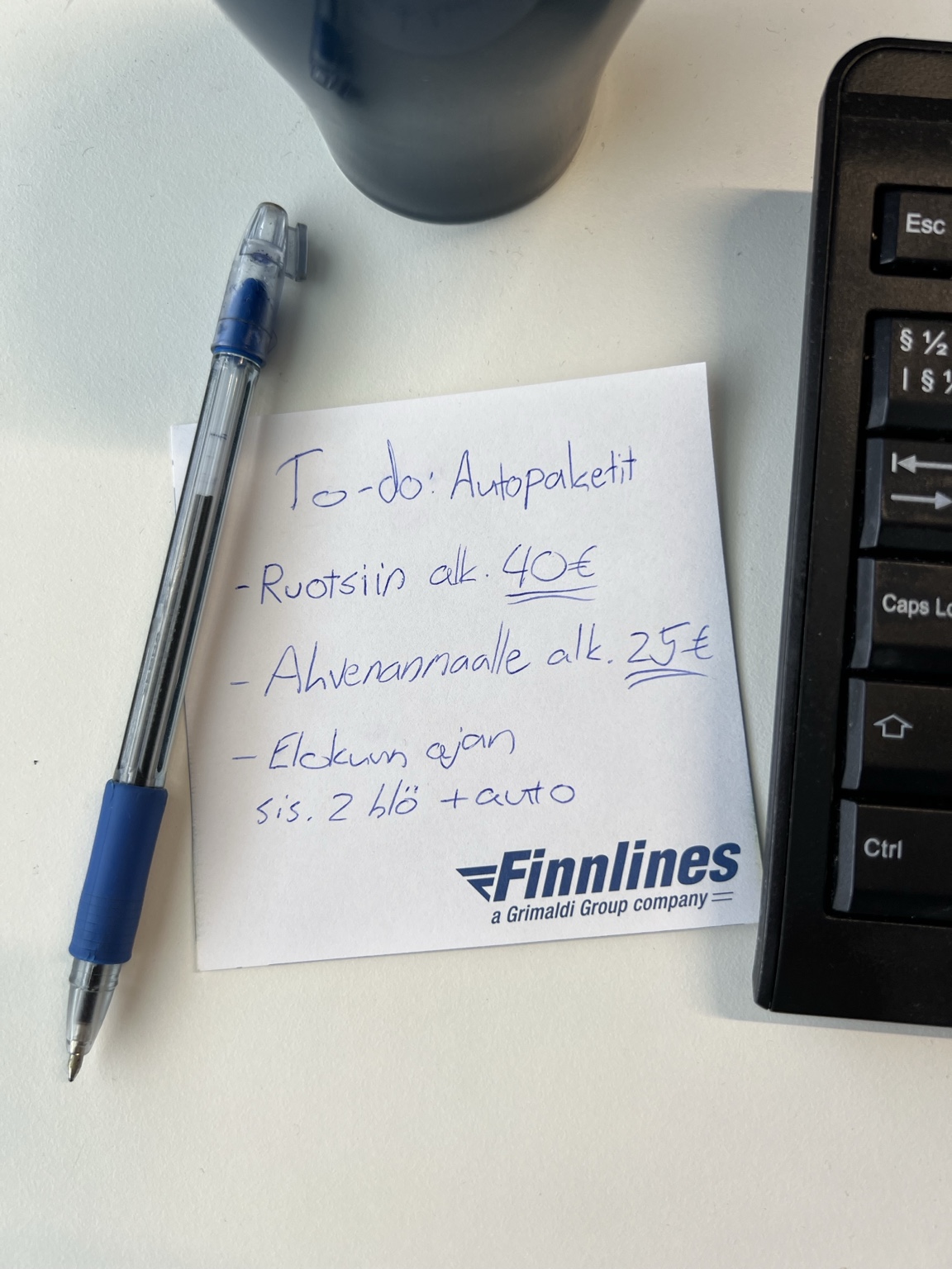 Finnlines autopakettien taktinen to do -mainos